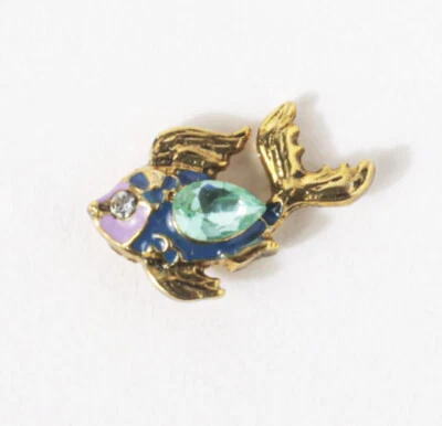 Origami Owl GOLD TONE & CRYSTAL FISH Floating Enamel ORANDA GOLDFISH Charm - Image 1 of 3