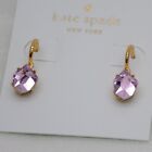 Kate spade women jewelry cute gold plated Irregular Purple CZ Drop Hoop Earrings