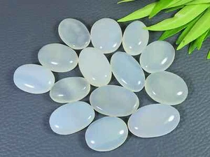 266Cts. Natural Milky Onyx Oval Cabochon Loose Gemstone 14Pcs Lot 20-26MM o289 - Imagen 1 de 9