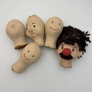 5 Vintage Paper Mache Puppet Heads - Picture 1 of 18