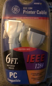 G.E. Printer Cable 6 foot - PC Compatible - New - Factory Sealed- IEEE 1284 Rare - Picture 1 of 7