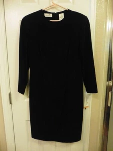 NWT (NEW) Liz Claiborne Classic Black Women Lined Dress - Crepe - Long SL - Sz 8 - Picture 1 of 7