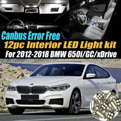 Kit de 12 luces blancas LED interiores sin errores para BMW 650i/GC/xDrive 2012-2018  Foto 1 de 4