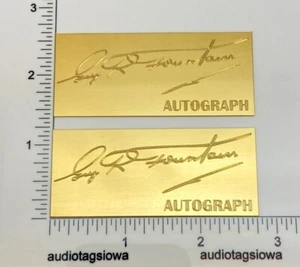 Tannoy Guy R Fountain AUTOGRAPH Speaker Badge Custom Engraved Brass Pair - GRF - Picture 1 of 5