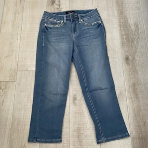 Earl Jeans Womens Sz 2 Embellished Cropped Capri Jeans - Picture 1 of 6