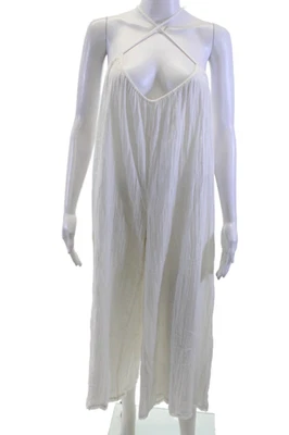 Mono de mujer Anthropologie blanco con cuello en V sin mangas de algodón talla S Foto 1 de 4