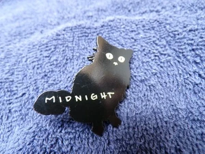 TOP "MITTERNACHT" SCHWARZE KATZE EMAILLE METALL ANSTECKNADEL - Bild 1 von 5