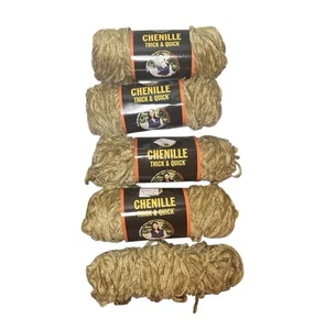 4,5 Knäuel Chenille Lion Brand Garn 124 Khaki Druck dick & schnell - Bild 1 von 5