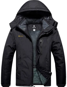 Men's Mountain Waterproof Ski Snow Jacket Winter Windproof Rain Jacket (Black... - Picture 1 of 7