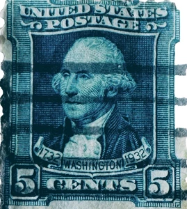 George Washington 1732-1932 ~ 5¢ Blue Postage Stamp Money Back GUARANTEE - Picture 1 of 3