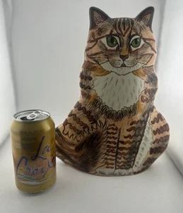 Ceramic Cats By Nina Cat Vase Striped Kitty, Green Eyes - Picture 1 of 8