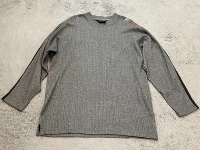 Vintage FUBU Sweater Mens XL Oversized Gray Long Sleeve Pullover 90s Hip Hop - Image 1 of 4