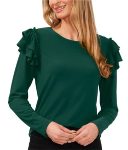 CeCe Damen Tunika Bluse mit Rüschenbesatz, grün, Large - Bild 1 von 1