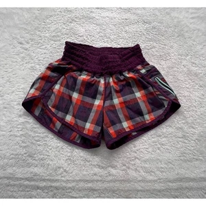 Lululemon Hotty Hot High Rise Plaid Shorts Size 4 Purple Red Activewear 4"inseam - Picture 1 of 6