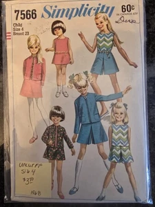 7566 Vtg Simplicity Sewing Pattern Girls Skirt Culottes Blouse Jacket UC Sz 4  - Picture 1 of 2