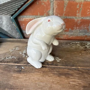 Vintage Fitz and Floyd 1975 weißes Porzellan Hase Kaninchen 7,5"" handbemalt - Bild 1 von 6