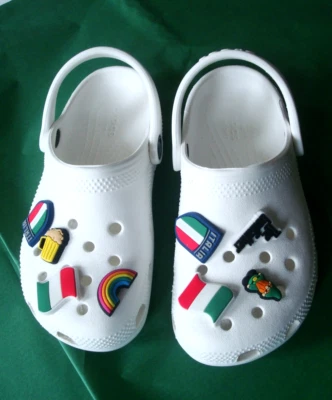 White CROCS Size C12 Kid Child Italy Charms Iconic Comfort Classic Clog Slip On - Image 1 of 4