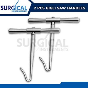 2 GIGLI Saw T Handles Neurosurgical Veterinary Instruments