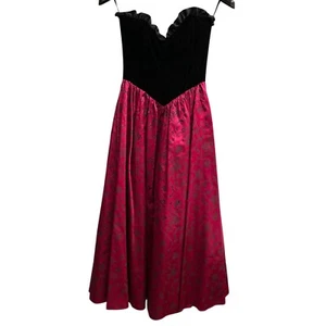 Vintage Gunne Sax Jessica McClintock Dress 7 Black Velvet Bodice Taffeta Y2K 90s - Picture 1 of 13