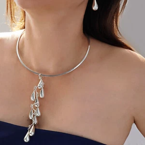925 Sterling Silber Träne Anhänger lang gepunzt Statement Tropfen Design - Bild 1 von 6