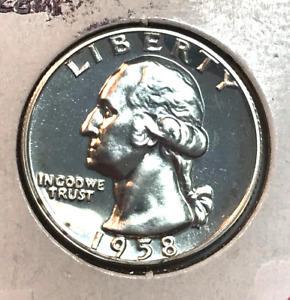 Proof 1958 P Washington Quarter Dollar United States silver coin 25c see pics