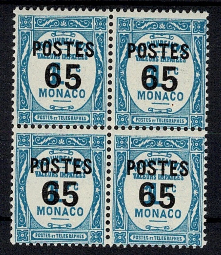 Mónaco Yvert 148a" 65c Sobre 1F Azul Mayor 6 En Bloc De 4 Sellos"Nueva Xx - Imagen 1 de 1