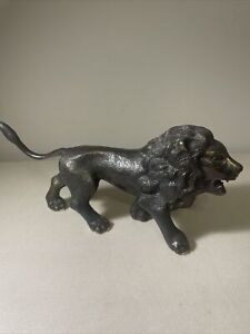 Vintage Traditional 19th Century Victorian Bronze Lion Sculpture, Great Patina