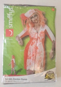 Smiffys Curves Zombie Alley Bloody Nurse Halloween Costume, White (Size 2x) XXL - Picture 1 of 5