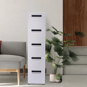 5 Tiers Storage Organizer Save Space Bedroom Corner Storage Cabinet White H.84cm - Picture 1 of 17