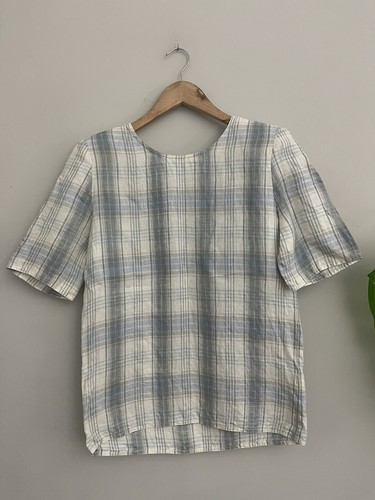 Blusa vintage Valentino Miss V manica corta bottoni retro a quadri tg 4