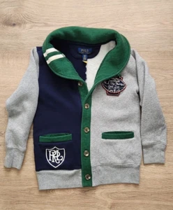 Polo Ralph Lauren 1967 Cardigan Sweater Boy Sz 8 Blue Gray Knit Shawl Collar GC! - Picture 1 of 5