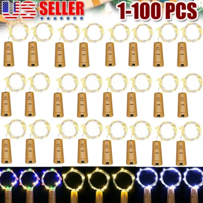 100x 2M 20LED Botella de Vino Hada Cadena Luz Corcho Noche Estrellada Lámpara Navidad Boda Foto 1 de 4