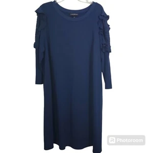 Lane Bryant Dress Navy Blue Jersey Knit Lace Ruffle Sleeve Boho NWT Size 18 20 - Picture 1 of 12