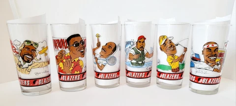 Portland Trail Blazers Vintage 92-93 Dairy Queen Collector Glasses FULL SET of 6 Cover