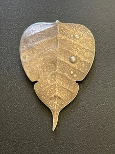 Vintage Sterling Silver Leaf Brooch Pendant Signed AV 14g Textured Raindrop - Picture 1 of 7