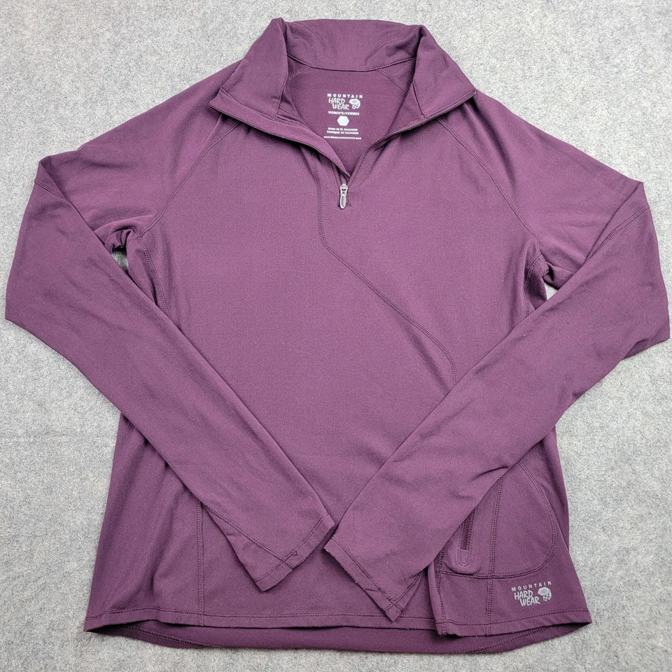 Pullover Mountain Hardwear para mujer pequeño púrpura media cremallera manga larga agujeros para los pulgares Foto 1 de 4