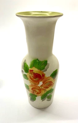 Vintage 1950s Ellgreave Windsor Art Pottery Flower Vase Column Hand Painted 12" - Image 1 of 4