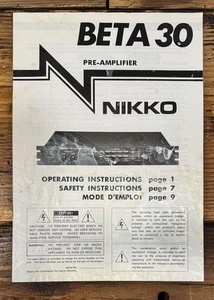 Nikko Beta 30 Preamp / Preamplifier Owners / User Manual *Original* - Picture 1 of 1