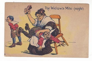 1909 AUBURN NEBRASKA WIDOWS MITE SPANKING BOY COMIC VINTAGE POSTCARD NE SOUTH ! - Picture 1 of 2