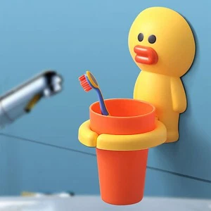 SooGree Kids Toothbrushes Holder Animal Tooth Cup Holder Wall Mounted Sucker ... - Picture 1 of 8