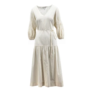 M&S Collection Cotton Blend V-Neck Midi Tiered Dress RRP £39.50 - Picture 1 of 5
