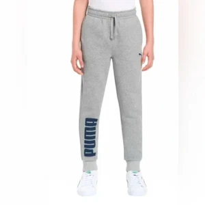Puma Boys Medium 10/12 Logo Fleece Jogger Pant - Gray - Picture 1 of 2