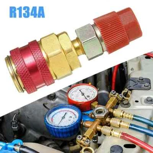  R134A Brass High Side Quick Coupler Adapters Car Air-Conditioning Fitting - Picture 1 of 9