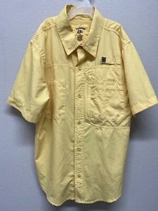 Reel Legends Button Down Shirt Youth Medium Yellow Fish Outdoor Camp Kids Boys - Picture 1 of 7