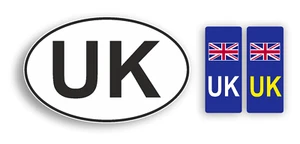 EU Travel Adhesive Vinyl Sticker Set UK oval and 2x Number plate flag stickers - Imagen 1 de 5