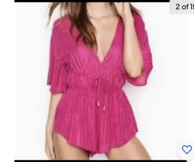 Victoria's Secret Mameluco de Encubrimiento XL Rosa Metálico Traje de Baño Topper Foto 1 de 4