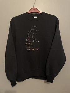 Vintage Mickey Mouse 90s Disney Crewneck Sweater Black Size Large (D260) - Picture 1 of 7