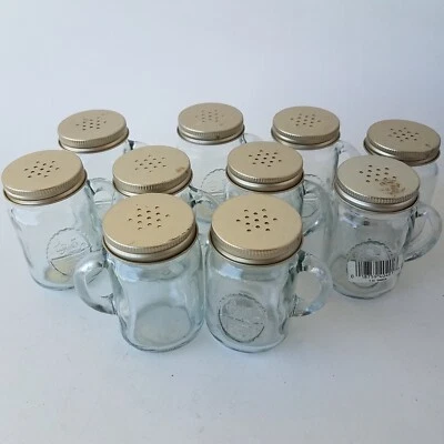 Vidrio transparente 4 oz. Salero/pimentero 10 piezas estilo tarro enlatado 018759404017 Foto 1 de 4