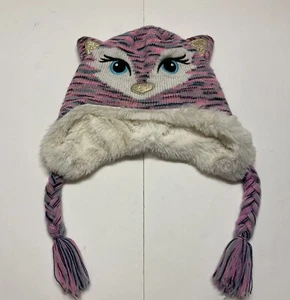 Capelli New York Little Girls Fleece Lined Ski Hat Cat Pink Striped Glitter S/M - Picture 1 of 16