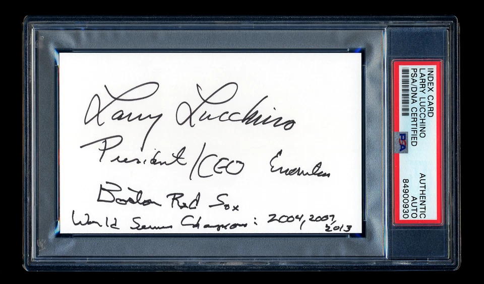 LARRY LUCCHINO SIGNED MINT INDEX CARD PSA/DNA AUTOGRAPHED RED SOX CEO WSC HOF - Image 1 of 1